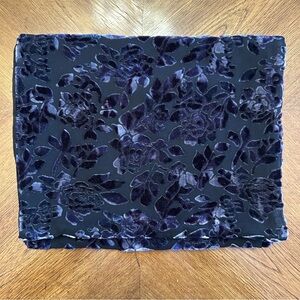 Elaine Gold Silk Scarf, Size 10x46, Purple and Black Floral